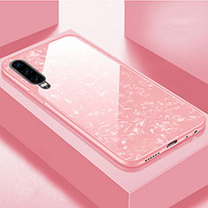 Coque Rebord Contour Silicone et Vitre Miroir Housse Etui M01 pour Huawei P30 Rose