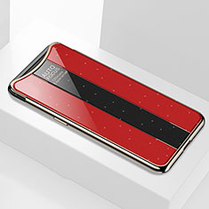 Coque Rebord Contour Silicone et Vitre Miroir Housse Etui M01 pour Oppo Find X Rouge