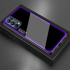 Coque Rebord Contour Silicone et Vitre Miroir Housse Etui M01 pour Oppo Find X3 Lite 5G Violet