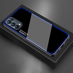 Coque Rebord Contour Silicone et Vitre Miroir Housse Etui M01 pour Oppo Reno5 5G Bleu