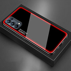 Coque Rebord Contour Silicone et Vitre Miroir Housse Etui M01 pour Oppo Reno5 Pro 5G Rouge