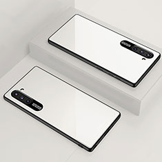 Coque Rebord Contour Silicone et Vitre Miroir Housse Etui M01 pour Samsung Galaxy Note 10 5G Blanc