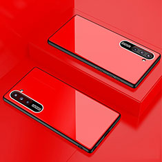 Coque Rebord Contour Silicone et Vitre Miroir Housse Etui M01 pour Samsung Galaxy Note 10 Rouge