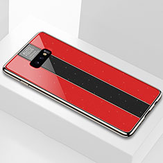 Coque Rebord Contour Silicone et Vitre Miroir Housse Etui M01 pour Samsung Galaxy S10e Rouge