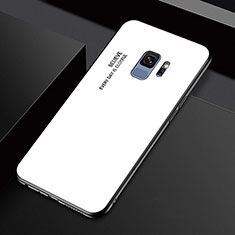 Coque Rebord Contour Silicone et Vitre Miroir Housse Etui M01 pour Samsung Galaxy S9 Blanc