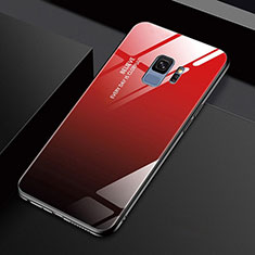Coque Rebord Contour Silicone et Vitre Miroir Housse Etui M01 pour Samsung Galaxy S9 Rouge