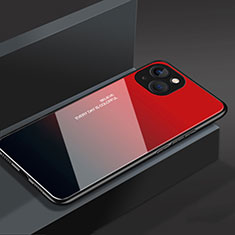 Coque Rebord Contour Silicone et Vitre Miroir Housse Etui M02 pour Apple iPhone 13 Mini Rouge