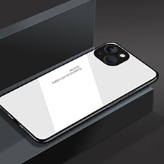 Coque Rebord Contour Silicone et Vitre Miroir Housse Etui M02 pour Apple iPhone 14 Plus Blanc