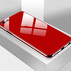 Coque Rebord Contour Silicone et Vitre Miroir Housse Etui M02 pour Apple iPhone 6S Plus Rouge