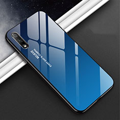Coque Rebord Contour Silicone et Vitre Miroir Housse Etui M02 pour Huawei Honor 9X Bleu