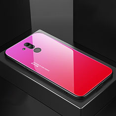 Coque Rebord Contour Silicone et Vitre Miroir Housse Etui M02 pour Huawei Mate 20 Lite Rose Rouge