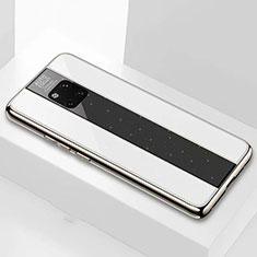 Coque Rebord Contour Silicone et Vitre Miroir Housse Etui M02 pour Huawei Mate 20 Pro Blanc
