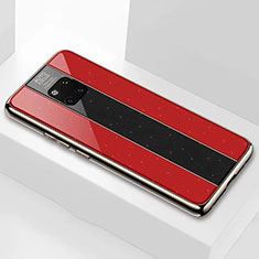 Coque Rebord Contour Silicone et Vitre Miroir Housse Etui M02 pour Huawei Mate 20 Pro Rouge