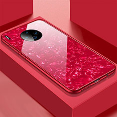 Coque Rebord Contour Silicone et Vitre Miroir Housse Etui M02 pour Huawei Mate 30 5G Rouge