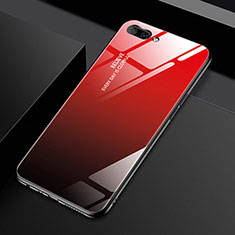 Coque Rebord Contour Silicone et Vitre Miroir Housse Etui M02 pour Oppo A12e Rouge