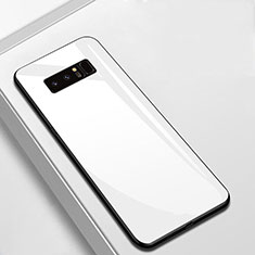 Coque Rebord Contour Silicone et Vitre Miroir Housse Etui M02 pour Samsung Galaxy Note 8 Blanc