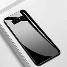 Coque Rebord Contour Silicone et Vitre Miroir Housse Etui M02 pour Samsung Galaxy Note 8 Duos N950F Noir