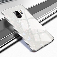Coque Rebord Contour Silicone et Vitre Miroir Housse Etui M02 pour Samsung Galaxy S9 Blanc