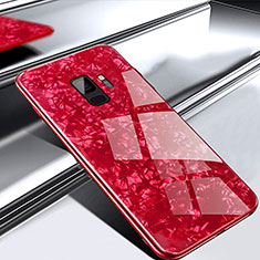 Coque Rebord Contour Silicone et Vitre Miroir Housse Etui M02 pour Samsung Galaxy S9 Rouge