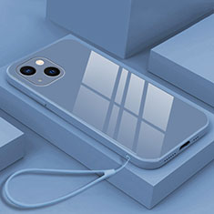 Coque Rebord Contour Silicone et Vitre Miroir Housse Etui M03 pour Apple iPhone 13 Gris Lavende