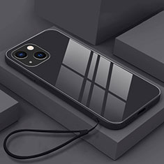 Coque Rebord Contour Silicone et Vitre Miroir Housse Etui M03 pour Apple iPhone 13 Noir