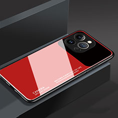 Coque Rebord Contour Silicone et Vitre Miroir Housse Etui M03 pour Apple iPhone 13 Pro Rouge
