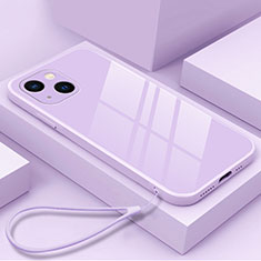 Coque Rebord Contour Silicone et Vitre Miroir Housse Etui M03 pour Apple iPhone 13 Violet