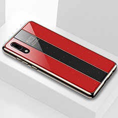 Coque Rebord Contour Silicone et Vitre Miroir Housse Etui M03 pour Huawei P20 Rouge