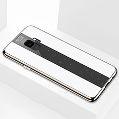 Coque Rebord Contour Silicone et Vitre Miroir Housse Etui M03 pour Samsung Galaxy S9 Blanc