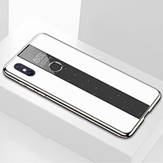 Coque Rebord Contour Silicone et Vitre Miroir Housse Etui M03 pour Xiaomi Mi Mix 3 Blanc