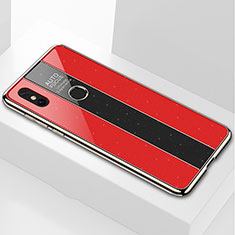 Coque Rebord Contour Silicone et Vitre Miroir Housse Etui M03 pour Xiaomi Mi Mix 3 Rouge