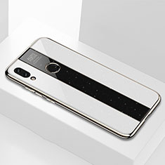 Coque Rebord Contour Silicone et Vitre Miroir Housse Etui M03 pour Xiaomi Redmi Note 7 Blanc