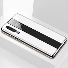 Coque Rebord Contour Silicone et Vitre Miroir Housse Etui M04 pour Huawei P30 Blanc