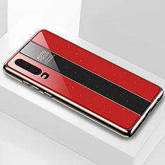 Coque Rebord Contour Silicone et Vitre Miroir Housse Etui M04 pour Huawei P30 Rouge