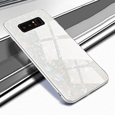 Coque Rebord Contour Silicone et Vitre Miroir Housse Etui M04 pour Samsung Galaxy Note 8 Blanc