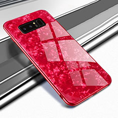 Coque Rebord Contour Silicone et Vitre Miroir Housse Etui M04 pour Samsung Galaxy Note 8 Duos N950F Rouge