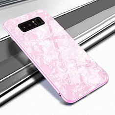 Coque Rebord Contour Silicone et Vitre Miroir Housse Etui M04 pour Samsung Galaxy Note 8 Rose