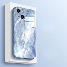 Coque Rebord Contour Silicone et Vitre Miroir Housse Etui M05 pour Apple iPhone 13 Bleu Ciel