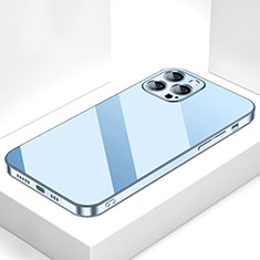 Coque Rebord Contour Silicone et Vitre Miroir Housse Etui M05 pour Apple iPhone 13 Pro Bleu