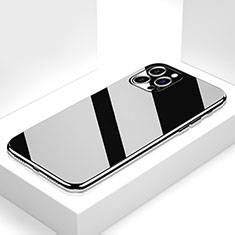 Coque Rebord Contour Silicone et Vitre Miroir Housse Etui M05 pour Apple iPhone 13 Pro Noir