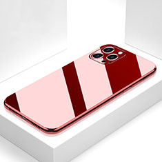 Coque Rebord Contour Silicone et Vitre Miroir Housse Etui M05 pour Apple iPhone 13 Pro Rouge