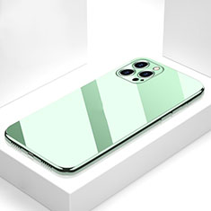 Coque Rebord Contour Silicone et Vitre Miroir Housse Etui M05 pour Apple iPhone 13 Pro Vert
