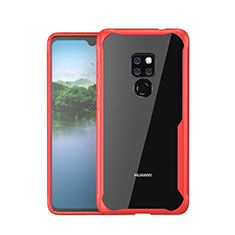 Coque Rebord Contour Silicone et Vitre Miroir Housse Etui M05 pour Huawei Mate 20 Rouge