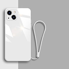 Coque Rebord Contour Silicone et Vitre Miroir Housse Etui M08 pour Apple iPhone 13 Blanc