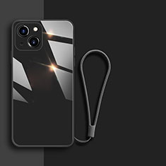 Coque Rebord Contour Silicone et Vitre Miroir Housse Etui M08 pour Apple iPhone 13 Mini Noir