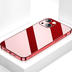 Coque Rebord Contour Silicone et Vitre Miroir Housse Etui M09 pour Apple iPhone 13 Mini Rouge