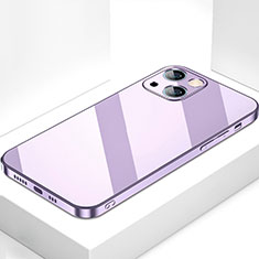 Coque Rebord Contour Silicone et Vitre Miroir Housse Etui M09 pour Apple iPhone 13 Mini Violet