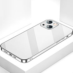 Coque Rebord Contour Silicone et Vitre Miroir Housse Etui M09 pour Apple iPhone 14 Argent
