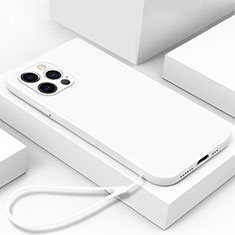 Coque Rebord Contour Silicone et Vitre Miroir Housse Etui M09 pour Apple iPhone 14 Pro Blanc