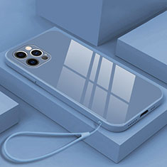 Coque Rebord Contour Silicone et Vitre Miroir Housse Etui M09 pour Apple iPhone 14 Pro Bleu
